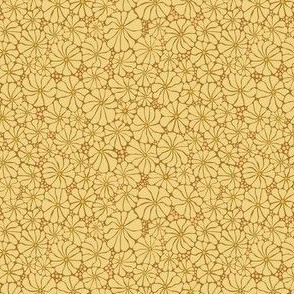 Wavy Daisy - ditsy Scale - Yellow Honey Mustard Retro Vintage Flowers Daisies cottagecore