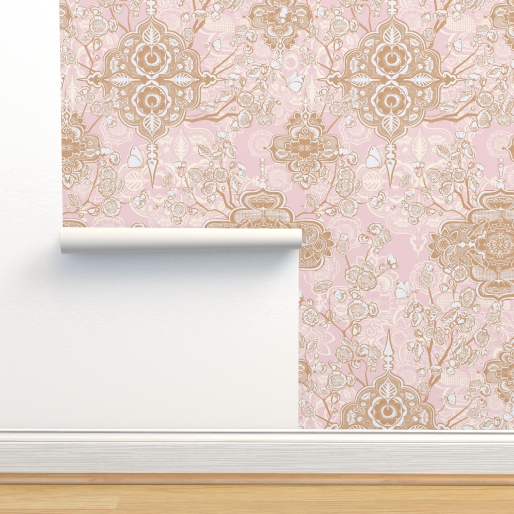 spring cherry blossom chinoiserie Wallpaper | Spoonflower