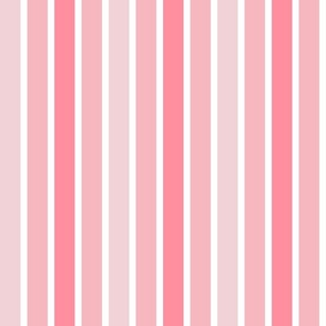 Coral and Cotton Candy Pink Stripes- Small- Vertical Stripes- Wallpaper- Nursery- Baby Girl- Rose- Spring- Sakura Flowers Coordinate