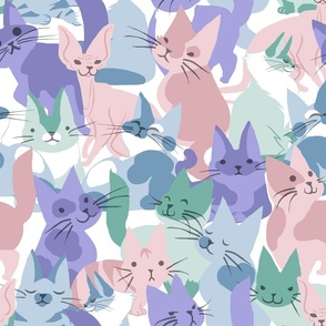 Cute cats party in pastel petal solids