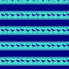 Blue Coastal Sandpiper Bird Stripes