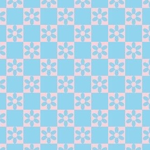 Smaller Sacle - Daisy Crazy Checkerboard in Y2K Icy Blue + Baby Pink