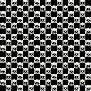 ★ SKULLS CHECKER ★ 1/2” Very Small Scale – Off White + Black / Collection : Back to Basics - Spooky Geometric Prints