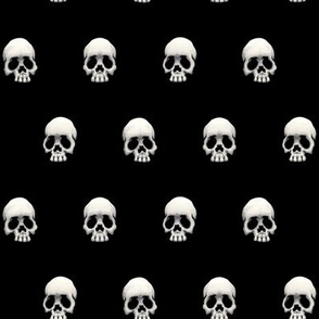 ★ SKULLS POLKA DOTS 2 ★ Medium Scale (about 1”) – Black and White / Collection : Back to Basics - Spooky Geometric Prints