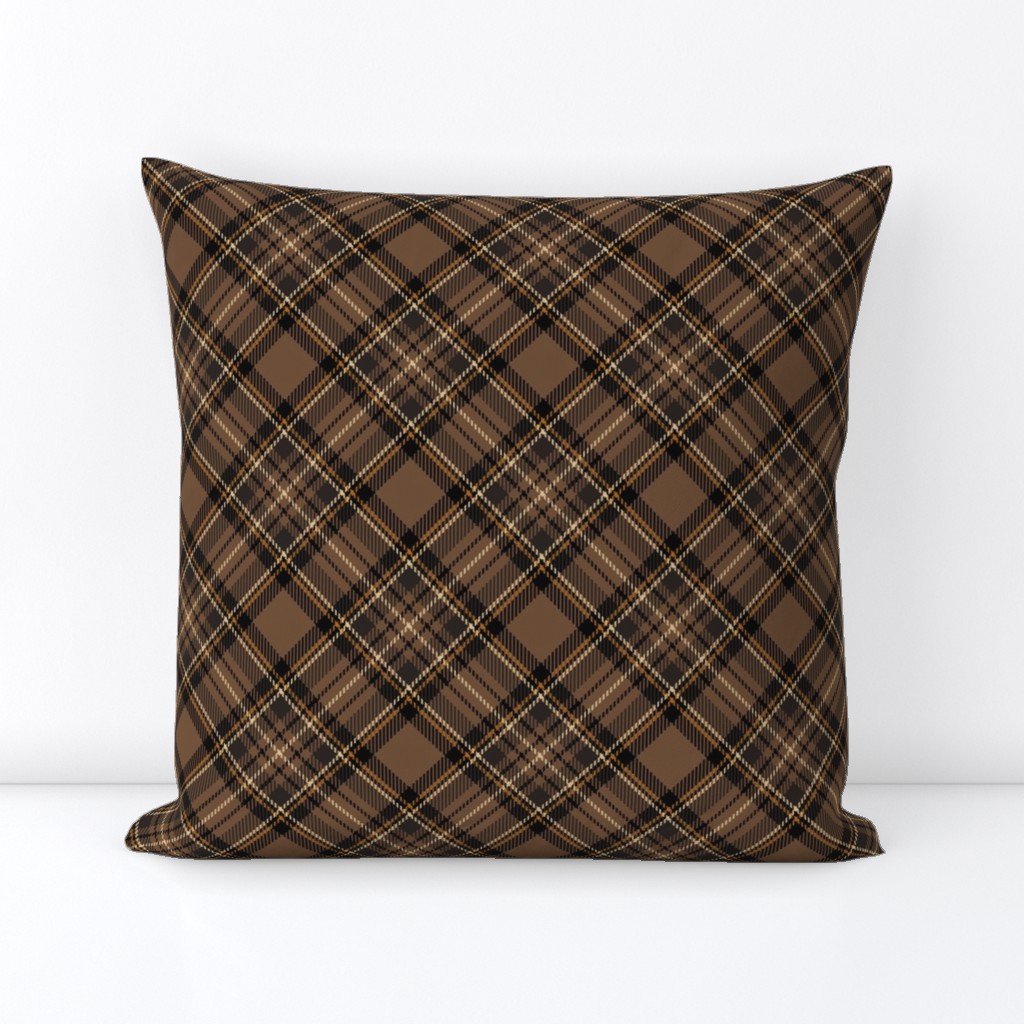 ★ 70s BROWN TARTAN L (BIAS) ★ Royal Stewart inspired / Large Scale, Diagonal / Collection : Plaid ’s not dead – Classic Punk Prints 