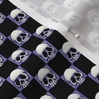 ★ SKULLS CHECKER ★ 2/3” Small Scale – Very Peri Blue + Black / Collection : Back to Basics - Spooky Geometric Prints