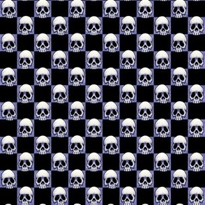 ★ SKULLS CHECKER ★ 2/3” Small Scale – Very Peri Blue + Black / Collection : Back to Basics - Spooky Geometric Prints