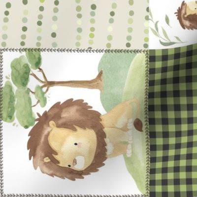 Lions Patchwork Quilt Top- Child Safari Blanket Bedding GL-B // King of the Jungle rotated