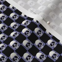 ★ SKULLS CHECKER ★ 1/2” Very Small Scale – Very Peri Blue + Black / Collection : Back to Basics - Spooky Geometric Prints