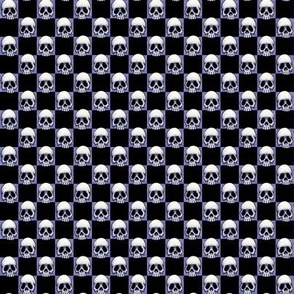 ★ SKULLS CHECKER ★ 1/2” Very Small Scale – Very Peri Blue + Black / Collection : Back to Basics - Spooky Geometric Prints