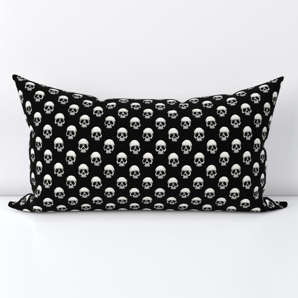 ★ SKULLS POLKA DOTS 1 ★ Medium Scale (about 1”) – Black and White / Collection : Back to Basics - Spooky Geometric Prints