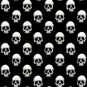 ★ SKULLS POLKA DOTS 1 ★ Medium Scale (about 1”) – Black and White / Collection : Back to Basics - Spooky Geometric Prints