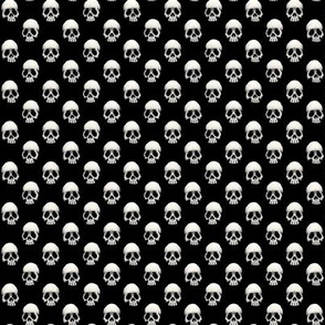 ★ SKULLS POLKA DOTS 1 ★ Very Small Scale (about 1/2”) – Black and White / Collection : Back to Basics - Spooky Geometric Prints