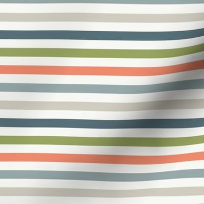 Mid Century Modern Five Color Stripe 