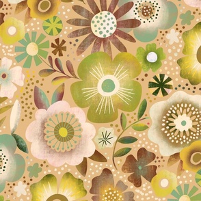 In the blooming garden // cream /sage / brown // large scale