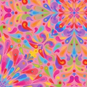 Watercolor Mandala - pink - Rainbow Colors