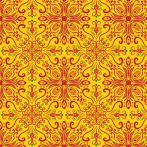 Arendelle Mandala - handdrawn - red on yellow