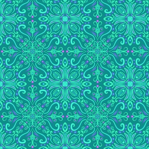 Arendelle Mandala - handdrawn - turquoise on teal