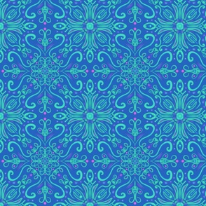 Arendelle Mandala - handdrawn - turquoise on blue