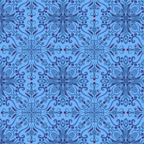 Arendelle Mandala - handdrawn - dark blue on blue
