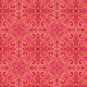 Arendelle Mandala - handdrawn - red on coral red