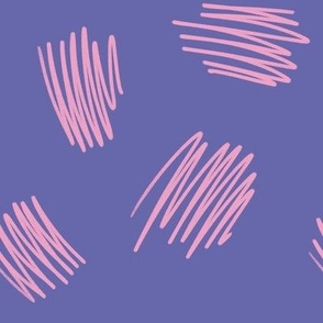 Scribbles - pink on periwinkle (medium scale)
