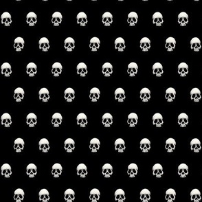 ★ SKULLS POLKA DOTS 2 ★ Very Small Scale (about 1/2”) – Black and White / Collection : Back to Basics - Spooky Geometric Prints