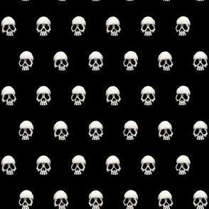 ★ SKULLS POLKA DOTS 2 ★ Small Scale (about 2/3”) – Black and White / Collection : Back to Basics - Spooky Geometric Prints