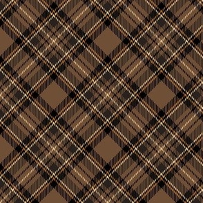 ★ 70s BROWN TARTAN M (BIAS) ★ Royal Stewart inspired / Medium Scale, Diagonal / Collection : Plaid ’s not dead – Classic Punk Prints 