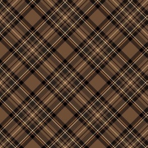 ★ 70s BROWN TARTAN S (BIAS) ★ Royal Stewart inspired / Small Scale, Diagonal / Collection : Plaid ’s not dead – Classic Punk Prints 