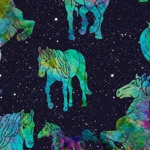 Watercolor Horses Among the Stars Large