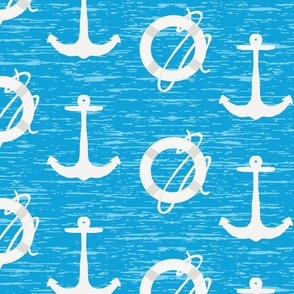Boat Anchors and Life Rings Ocean Background  - Large Scale