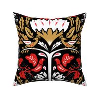 Luxe Maxima- Folk Garden- Black White Red Gold- Extra Large Scale