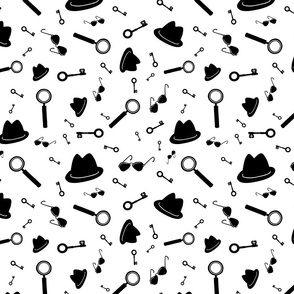 Detective, spy, mafia seamless pattern.