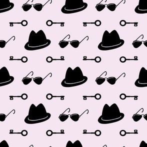 Detective, spy, mafia seamless pattern.