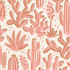 Cactus Garden - extra large - pink and copper