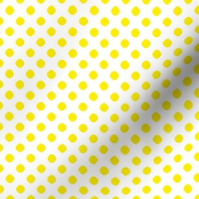 Lemon Yellow Polka Dots on White