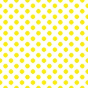 Lemon Yellow Polka Dots on White
