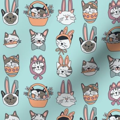 Easter Cats on Blue