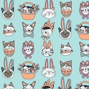 Easter Cats on Blue
