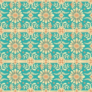 Boho Florals Cream Turquoise Red (original)