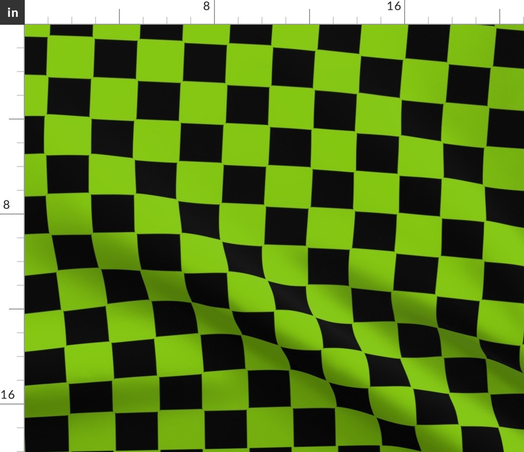 Lime Green and Black Classic Checkerboard Pattern