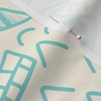 L - Hawaiian Toile Aqua Blue 