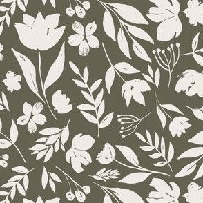 Sage green floral ditsy large scale