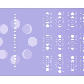 Lunar calendar 2022 with moon phases and lilac background