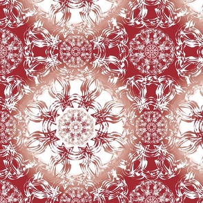 Dazzling Red, Floral Symmetrical