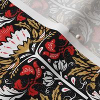 Luxe Maxima- Folk Garden- Black White Red Gold- Small Scale