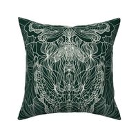 dark emerald damask 20 in x 18 in repeat detailed organic abstract drawing