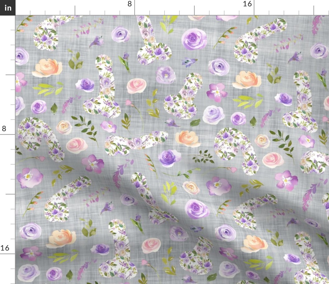 purple floral willy grey linen
