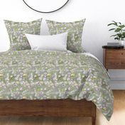 purple floral willy green linen